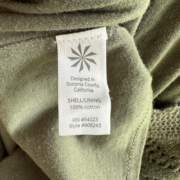 Athleta Sage Green Crochet Cotton Knit A-Line Cap Sleeve Dress Size Medium - Picture 6 of 6